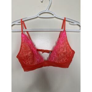 Intimately Free People Pink Orange Lace Bra Size 34C No Padding